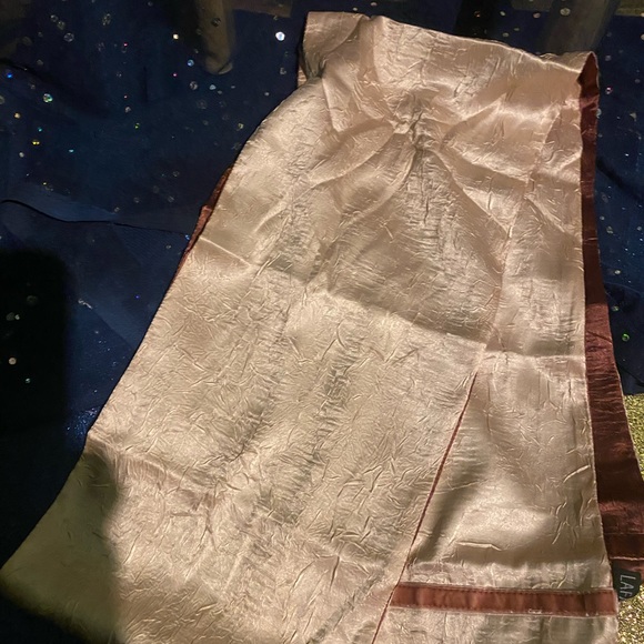 LAFAYETTE 148 NEW YORK VELVET-TRIM WINE CHAMPAGNE VNTG PINK MAUVE SLIM Scarf - Picture 3 of 10